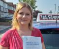 Agata with Driving test pass certificate